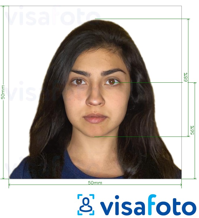 نمونه ی یک عکس برای ویزا شیلی 5x5 سانتی متر با مشخصات دقیق
