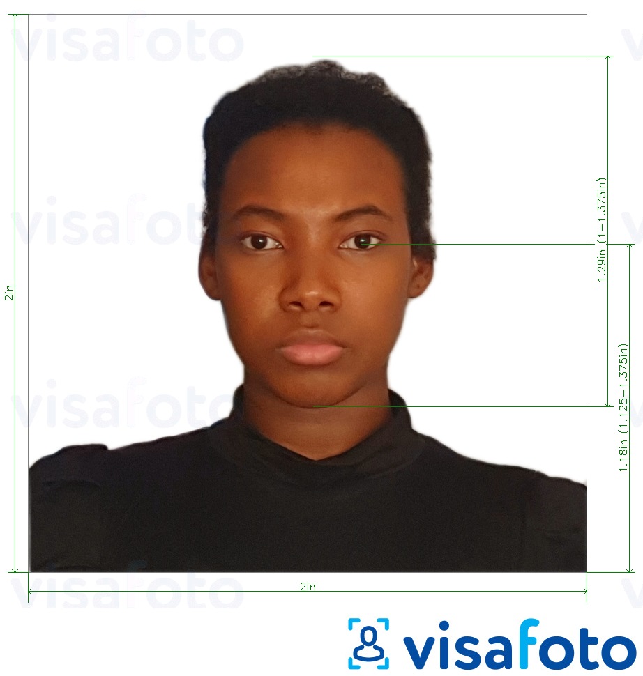 نمونه ی یک عکس برای پاسپورت جمهوری دومینیکن 2*2 اینچ با مشخصات دقیق