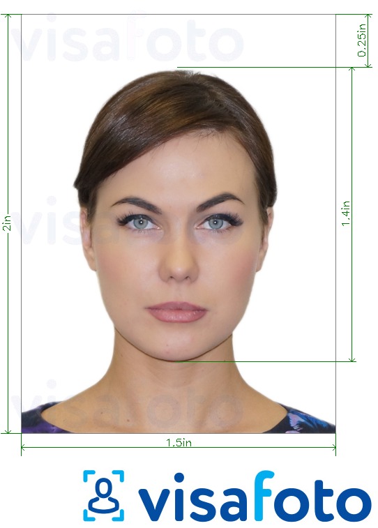 نمونه ی یک عکس برای گذرنامه گرنادا 1.5x2 اینچ با مشخصات دقیق