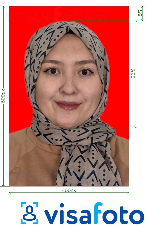 نمونه ی یک عکس برای ثبت ویزای الکترونیک اندونزی با مشخصات دقیق