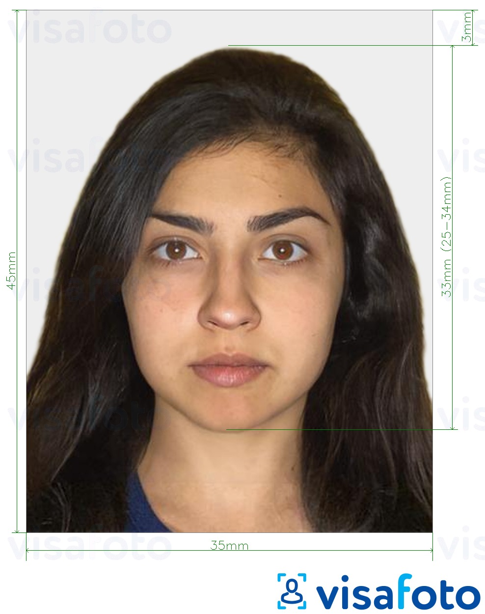 نمونه ی یک عکس برای پاسپورت موریس 35x45 میلی متر (تا 40x50 میلی متر) با مشخصات دقیق
