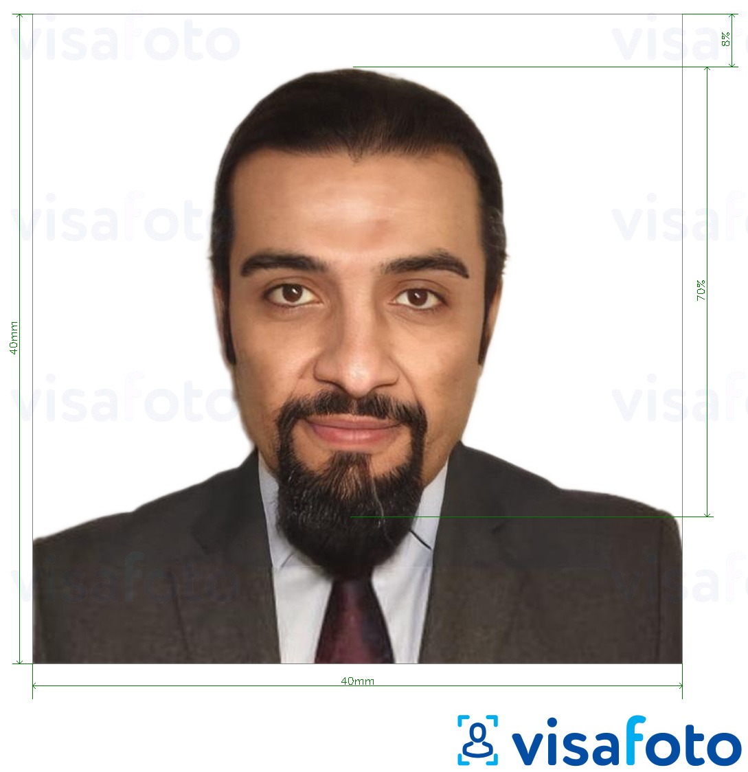 نمونه ی یک عکس برای پاسپورت سوریه 40*40 میلی متر با مشخصات دقیق