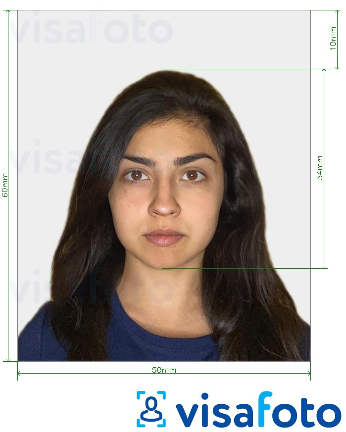 نمونه ی یک عکس برای پاسپورت ترکیه 50x60 میلیمتر (5x6 سانتیمتر) با مشخصات دقیق