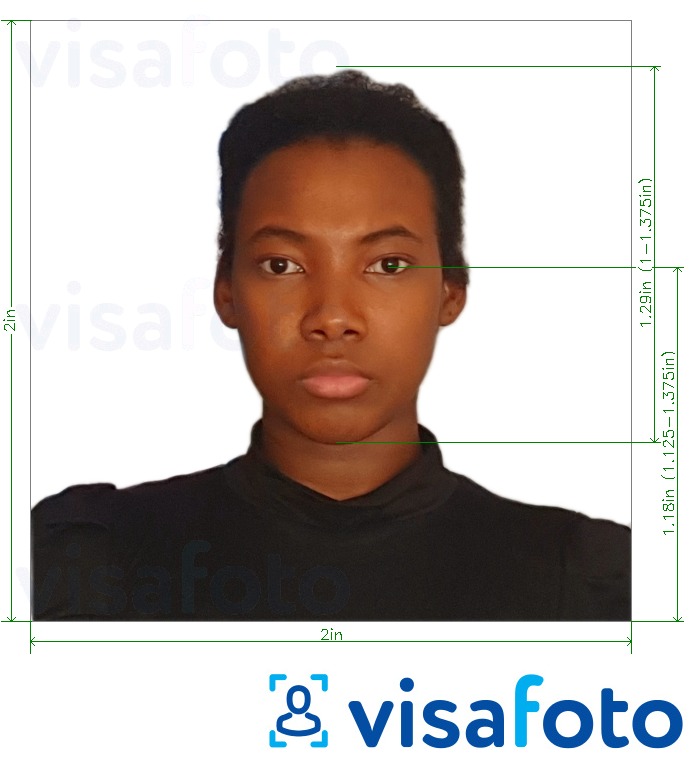 نمونه ی یک عکس برای عکس گذرنامه اوگاندا 2x2 اینچ (51x51mm، 5x5 سانتیمتر) با مشخصات دقیق