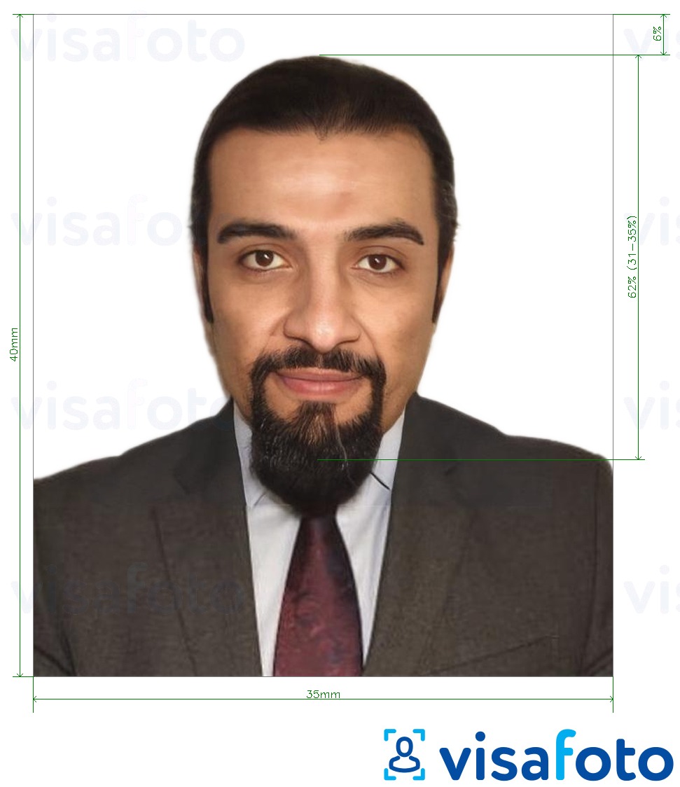 نمونه ی یک عکس برای شناسه امارات / ویزای اقامت برای ICA امارات با مشخصات دقیق
