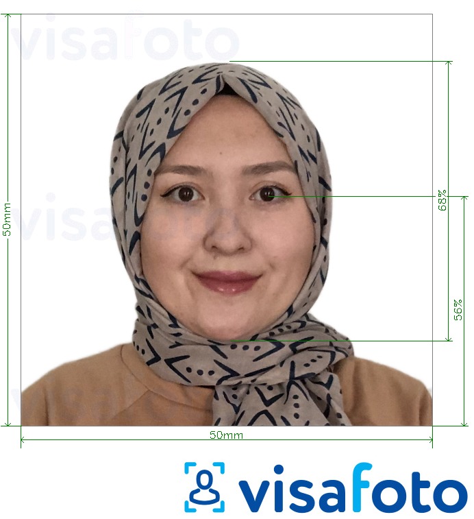 نمونه ی یک عکس برای پاسپورت افغانستان 5x5 سانتیمتر (50x50 میلی متر) با مشخصات دقیق