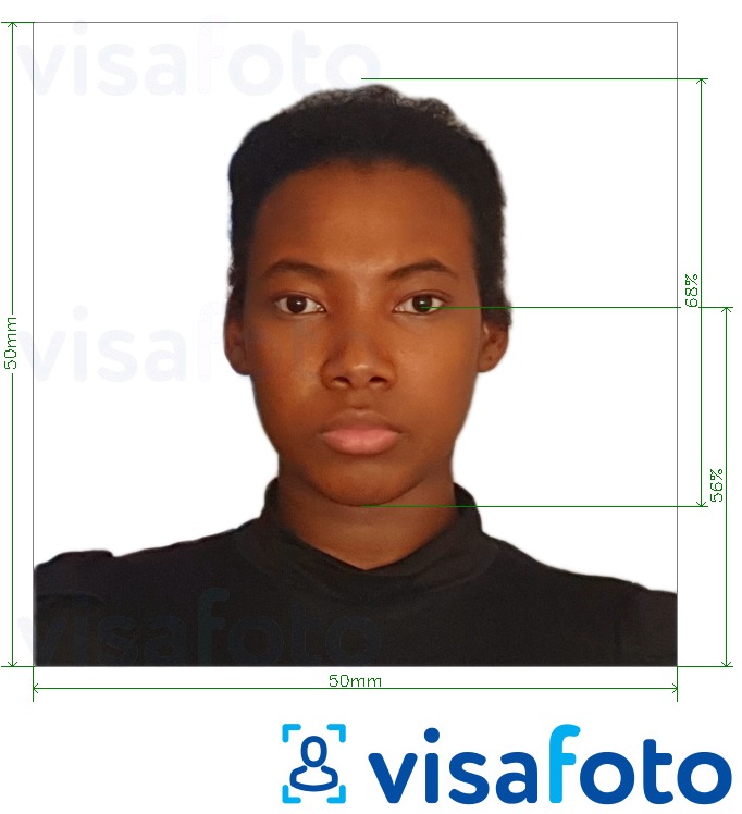 نمونه ی یک عکس برای پاسپورت باربادوس 5x5 سانتیمتر با مشخصات دقیق