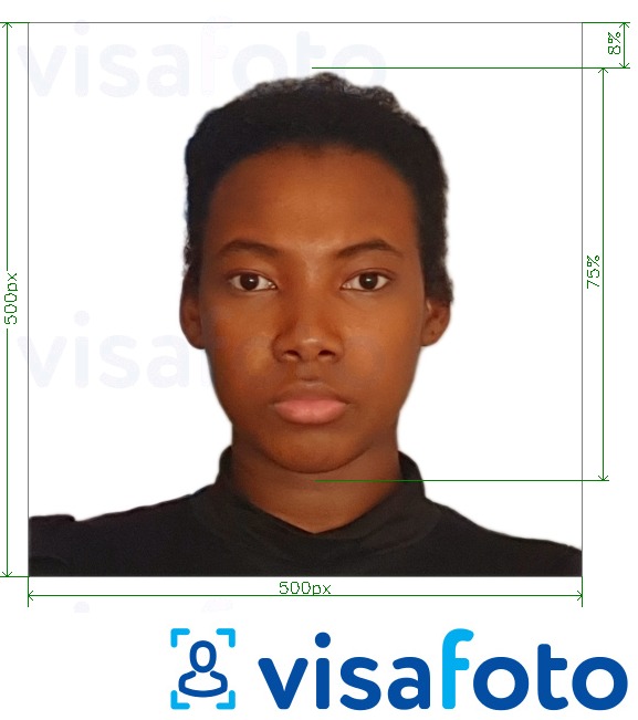 نمونه ی یک عکس برای ویزای کامرون آنلاین 500x500 px با مشخصات دقیق