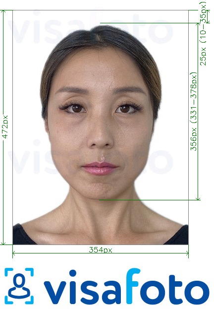 نمونه ی یک عکس برای پاسپورت چین آنلاین 354x472 پیکسل با مشخصات دقیق