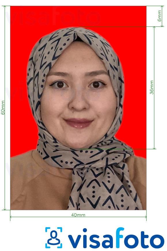 نمونه ی یک عکس برای پس زمینه قرمز ویزا اندونزی 4x6 سانتی متر با مشخصات دقیق
