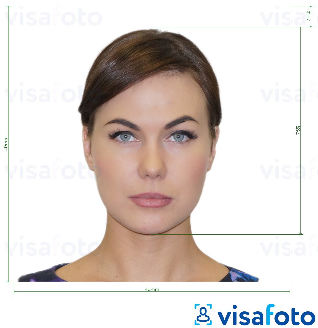 نمونه ی یک عکس برای ایتالیا پاسپورت 40x40 میلیمتر (کنسولگری لاتین) 4x4 سانتی متر با مشخصات دقیق