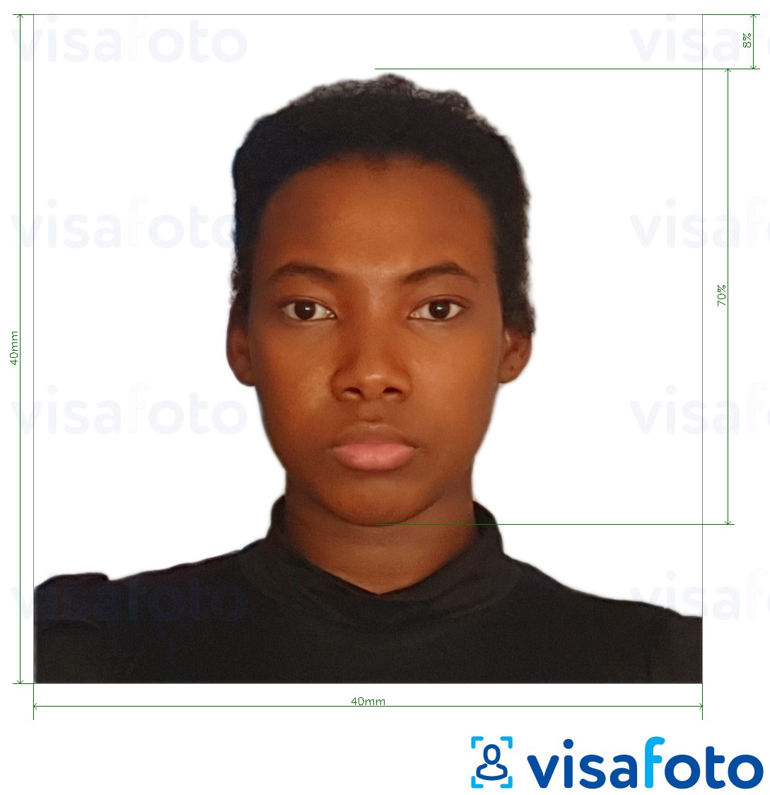 نمونه ی یک عکس برای گذرنامه ماداگاسکار 40x40 میلی متر با مشخصات دقیق