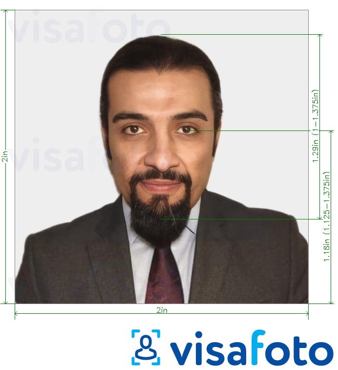 نمونه ی یک عکس برای پاسپورت قطر 2x2 اینچ (51x51 میلی متر) با مشخصات دقیق