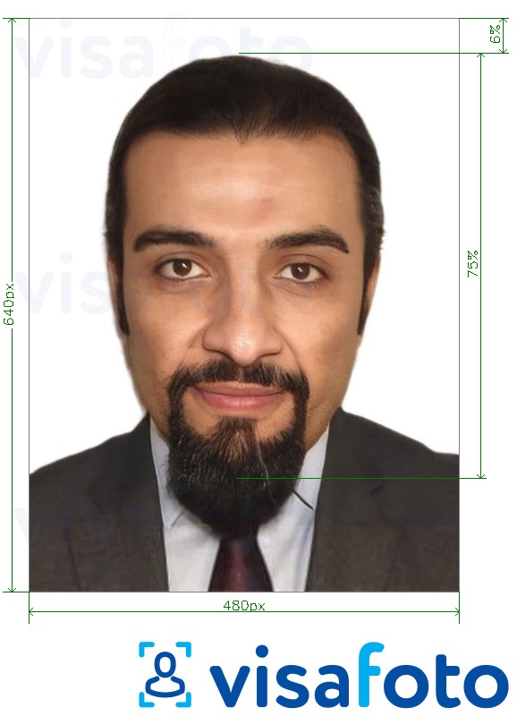 نمونه ی یک عکس برای شناسنامه عربستان سعودی Absher 640x480 پیکسل با مشخصات دقیق