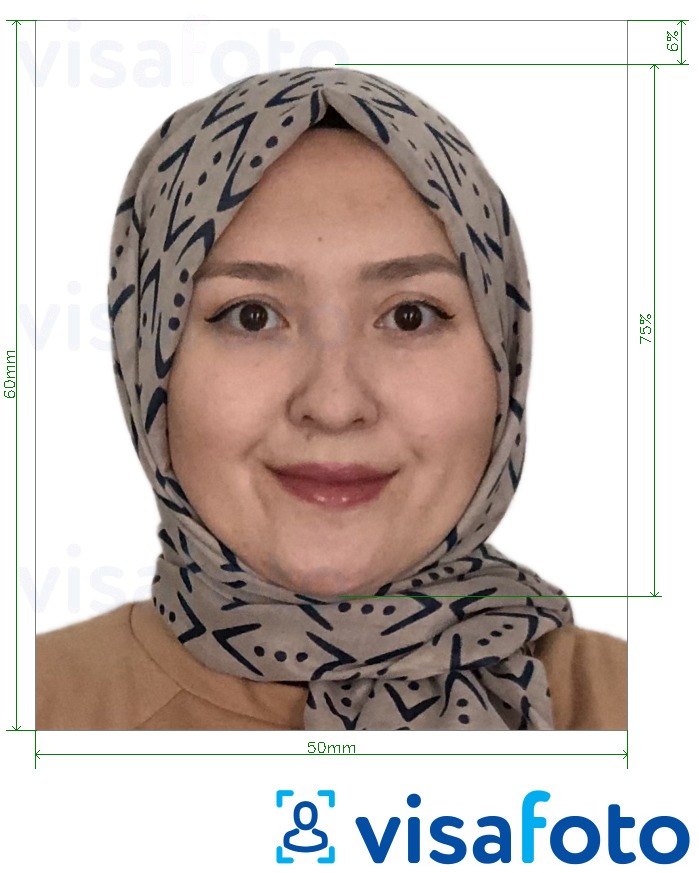 نمونه ی یک عکس برای تاجیکستان e-visa 5x6 سانتیمتری (50x60 میلی متر) با مشخصات دقیق