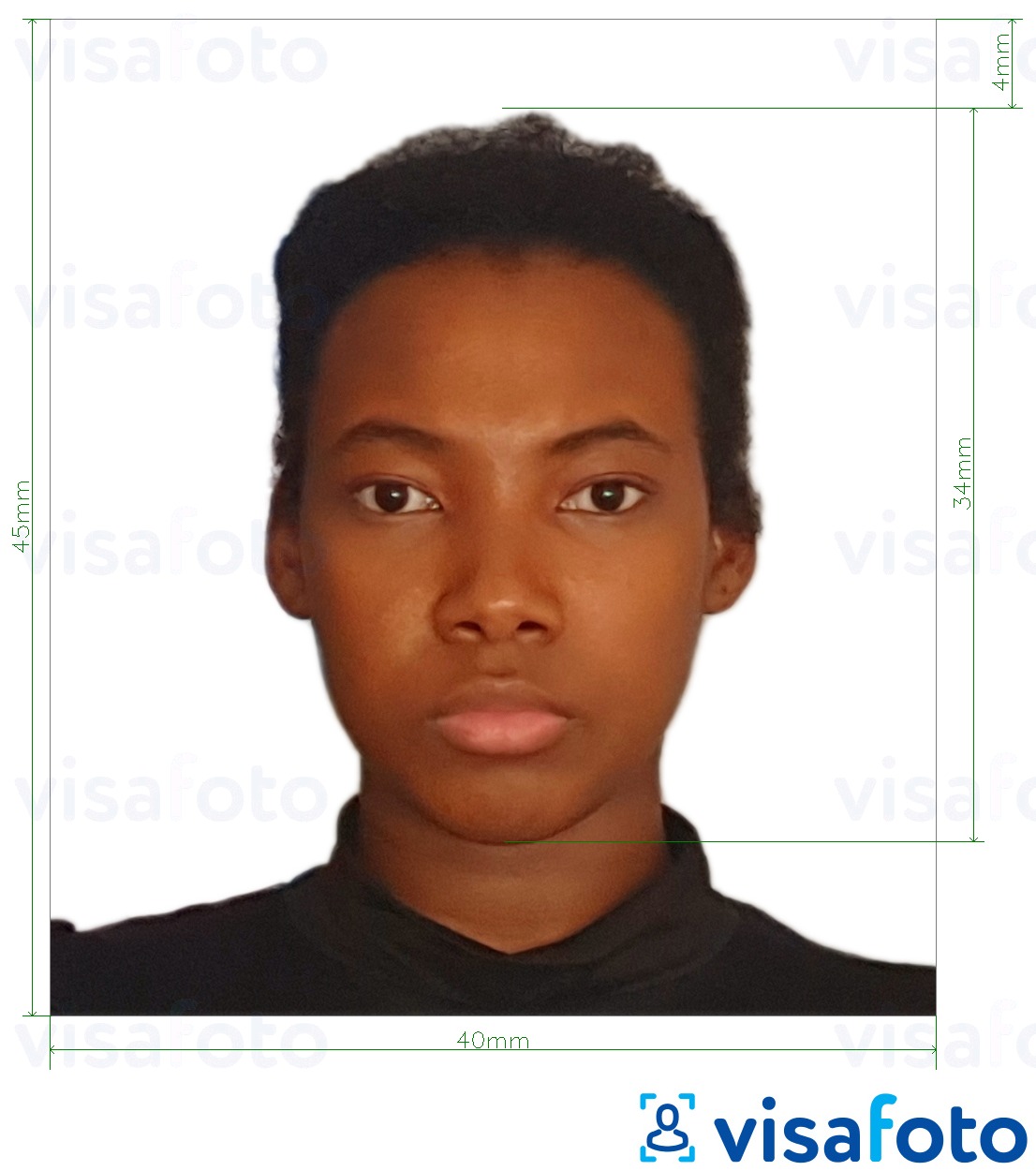 نمونه ی یک عکس برای گذرنامه تانزانیا 40x45 میلی متر (4x4.5 سانتی متر) با مشخصات دقیق
