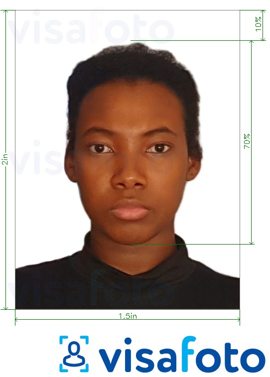 نمونه ی یک عکس برای پاسپورت زامبیا 1.5x2 اینچ (51 × 38 میلی متر) با مشخصات دقیق